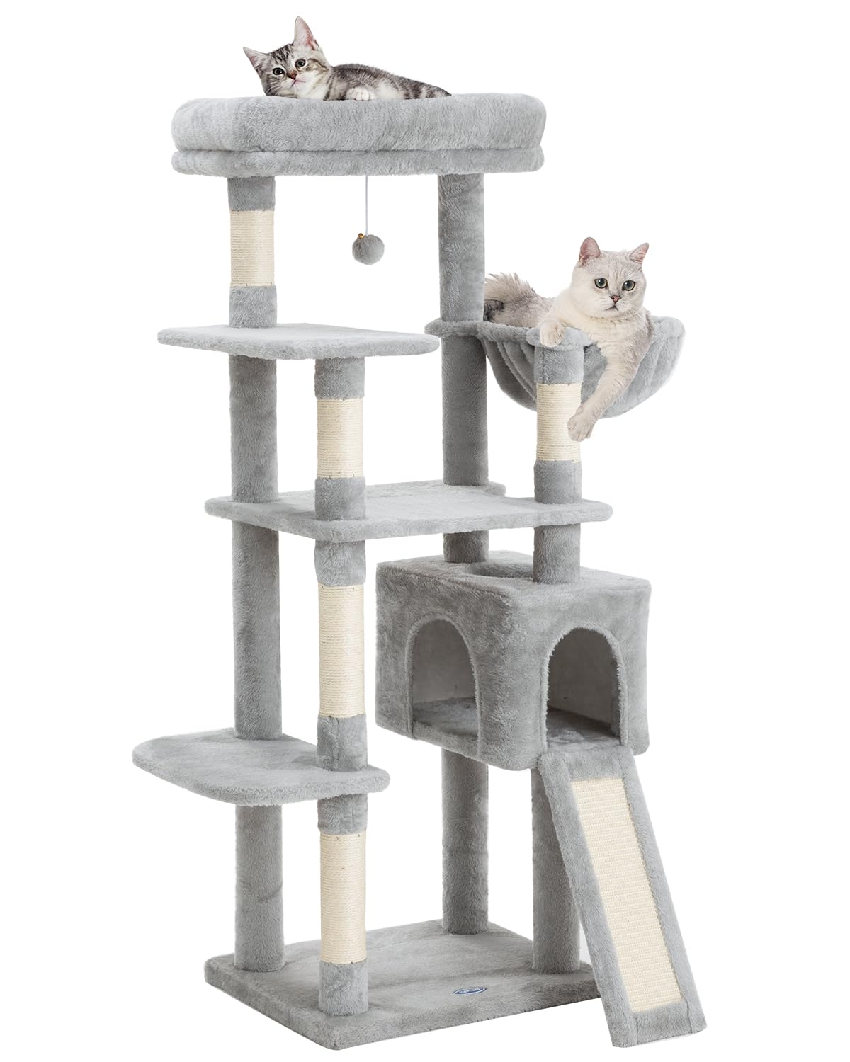 54 Inches Cat Tree, Tall Cat Tower with Hammock, Condo and Scratching Pad, Cat House with Plush Perch for Indoor Cats Adult