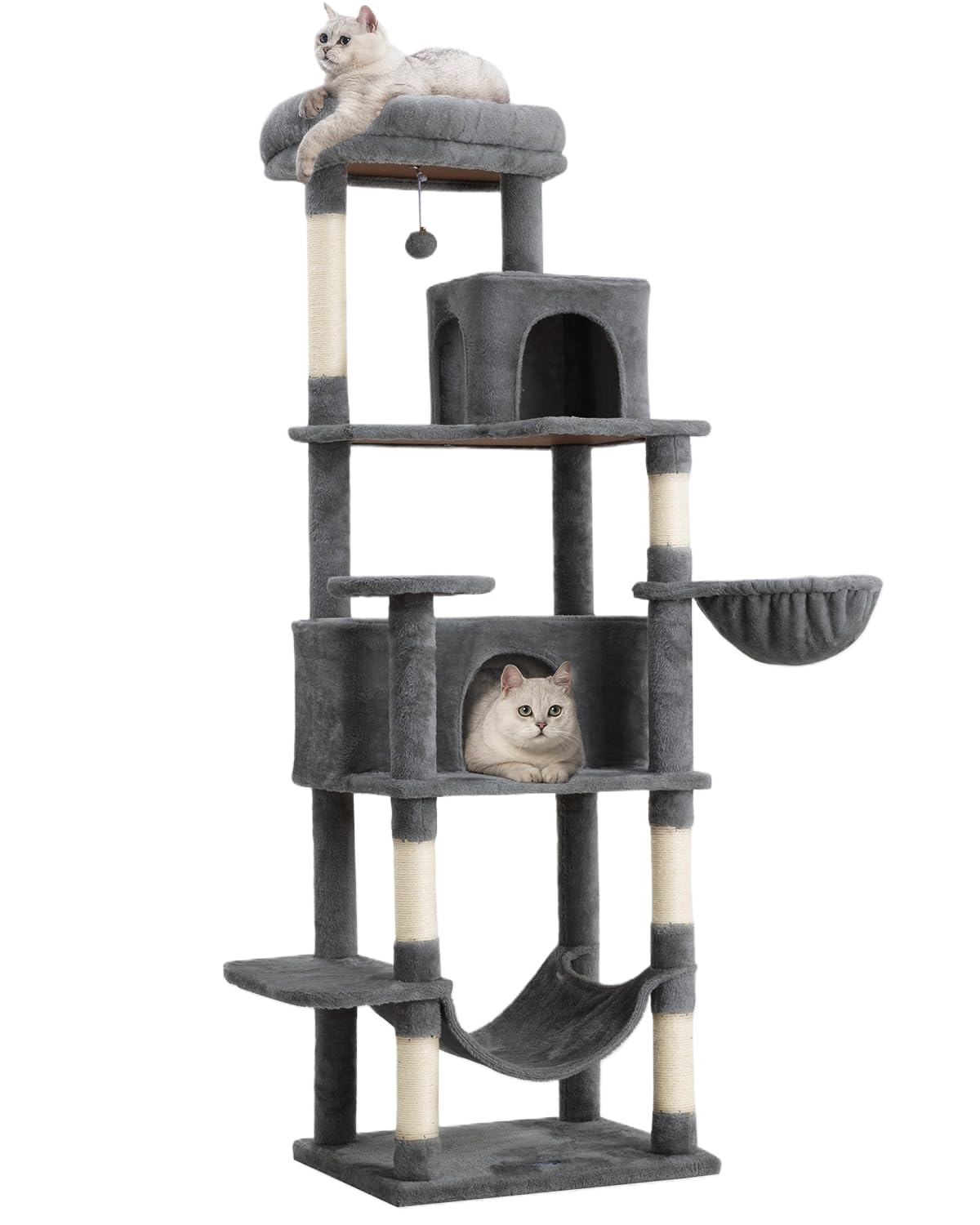 54 Inches Cat Tree, Tall Cat Tower with Hammock, Condo and Scratching Pad, Cat House with Plush Perch for Indoor Cats Adult