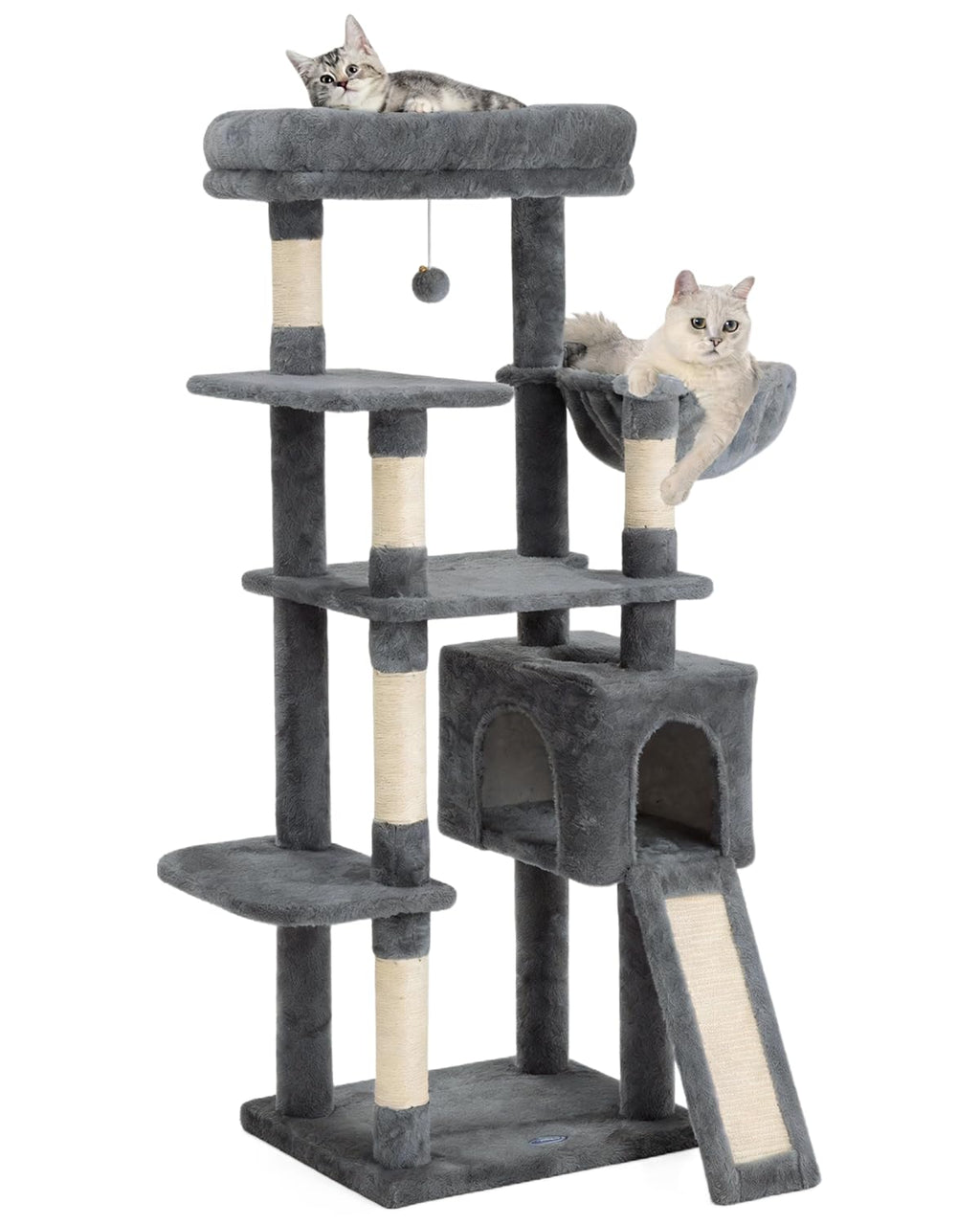 54 Inches Cat Tree, Tall Cat Tower with Hammock, Condo and Scratching Pad, Cat House with Plush Perch for Indoor Cats Adult