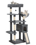 54 Inches Cat Tree, Tall Cat Tower with Hammock, Condo and Scratching Pad, Cat House with Plush Perch for Indoor Cats Adult