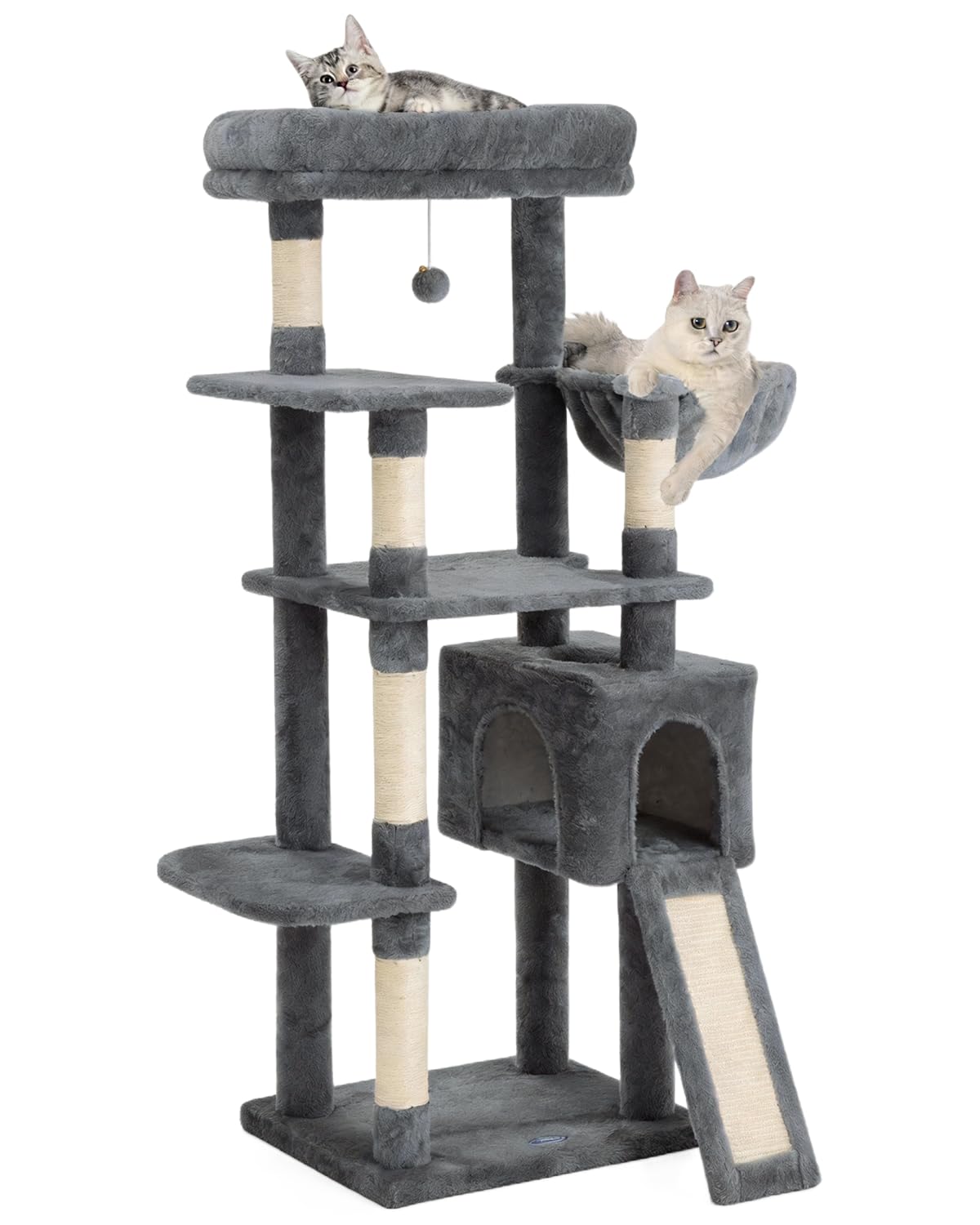 54 Inches Cat Tree, Tall Cat Tower with Hammock, Condo and Scratching Pad, Cat House with Plush Perch for Indoor Cats Adult