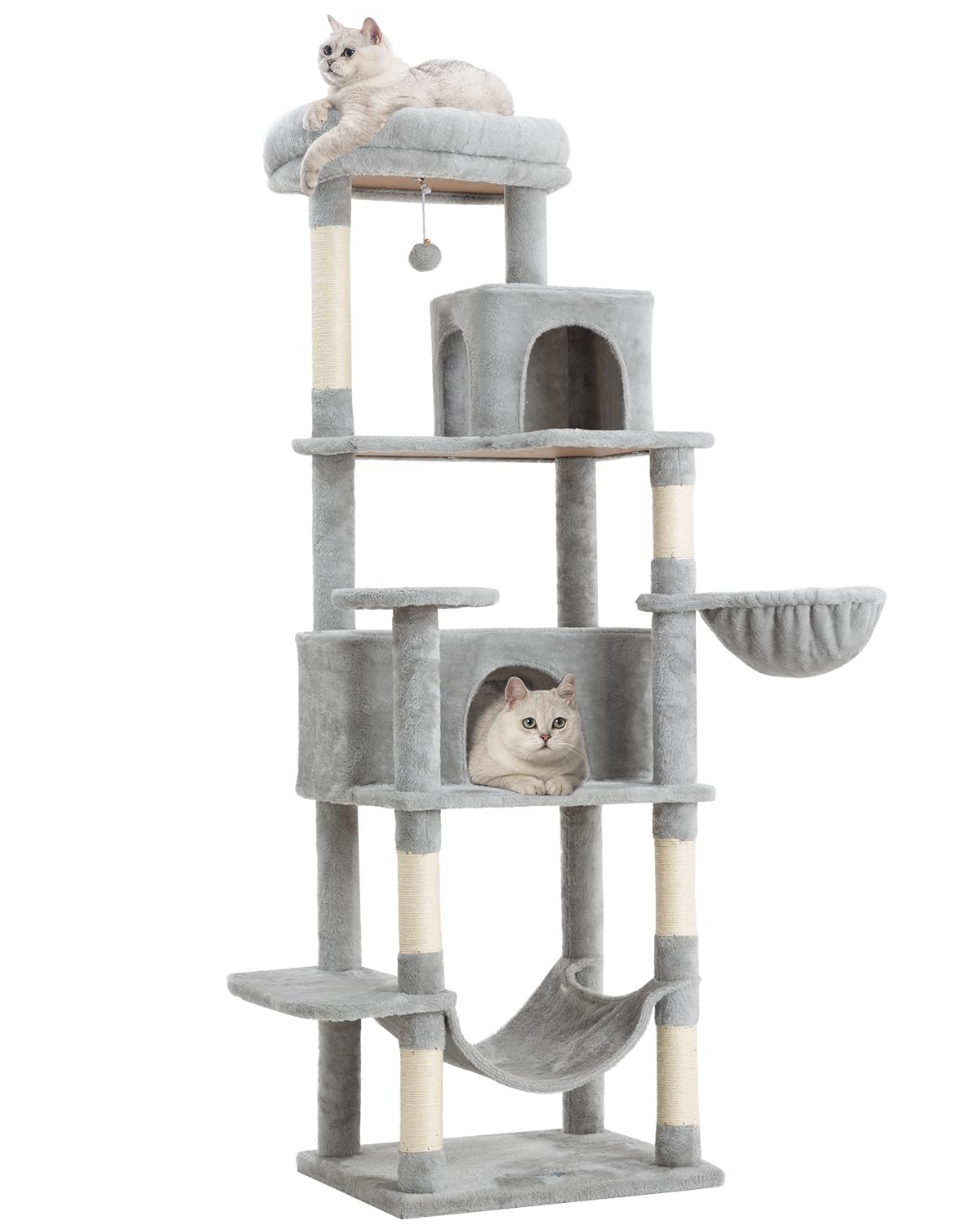 54 Inches Cat Tree, Tall Cat Tower with Hammock, Condo and Scratching Pad, Cat House with Plush Perch for Indoor Cats Adult