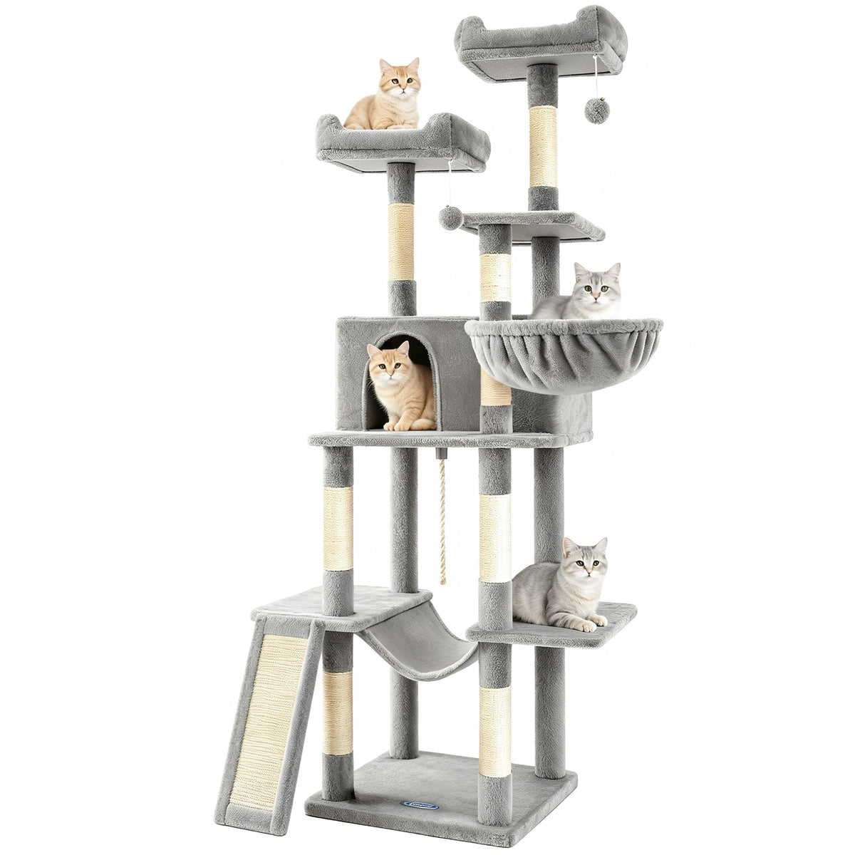54 Inches Cat Tree, Tall Cat Tower with Hammock, Condo and Scratching Pad, Cat House with Plush Perch for Indoor Cats Adult